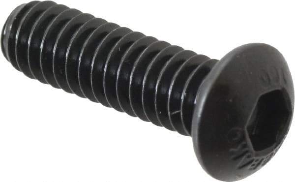 Unbrako - 1/4-20 UNC Hex Socket Drive, Button Screw - Alloy Steel, Black Oxide Finish, 7/8" Length Under Head - Apex Tool & Supply