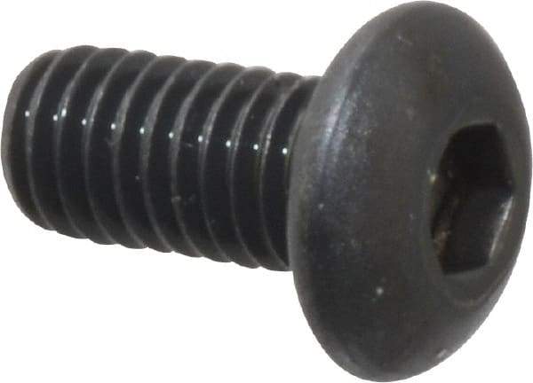 Unbrako - M3x0.50 Metric Coarse Hex Socket Drive, Button Screw - Alloy Steel, Black Oxide Finish, 6mm Length Under Head - Apex Tool & Supply
