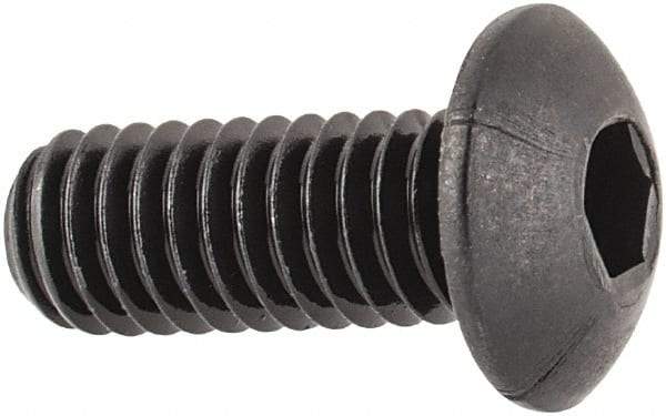 Unbrako - M4x0.70 Metric Coarse Hex Socket Drive, Button Screw - Alloy Steel, Black Oxide Finish, 10mm Length Under Head - Apex Tool & Supply