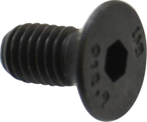 Unbrako - M5x0.80 Metric Coarse Hex Socket Drive, 90 to 92° Flat Screw - Grade 12.9 Alloy Steel, Black Oxide Finish, 10mm OAL - Apex Tool & Supply