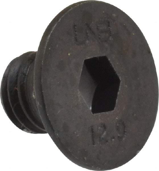 Unbrako - M8x1.25 Metric Coarse Hex Socket Drive, 90 to 92° Flat Screw - Grade 12.9 Alloy Steel, Black Oxide Finish, 10mm OAL - Apex Tool & Supply