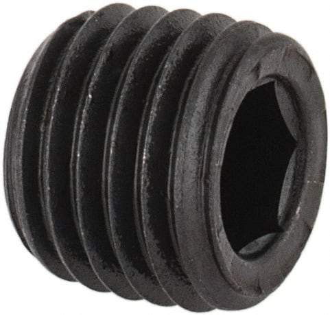 Unbrako - 1/16-27, 1/4" OAL, Alloy Steel Socket Pressure Plug - 7/8" Taper per Foot, 5/32" Hex Key - Apex Tool & Supply