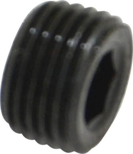 Unbrako - 1/8-27, 1/4" OAL, Alloy Steel Socket Pressure Plug - 7/8" Taper per Foot, 3/16" Hex Key - Apex Tool & Supply