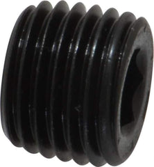 Unbrako - 1/4-18, 13/32" OAL, Alloy Steel Socket Pressure Plug - 7/8" Taper per Foot, 1/4" Hex Key - Apex Tool & Supply