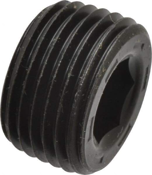 Unbrako - 3/4-18, 13/32" OAL, Alloy Steel Socket Pressure Plug - 7/8" Taper per Foot, 5/16" Hex Key - Apex Tool & Supply