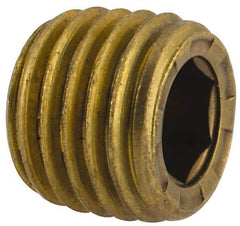 Unbrako - 1/16-27, 1/4" OAL, Brass Socket Pressure Plug - 7/8" Taper per Foot, 5/32" Hex Key - Apex Tool & Supply