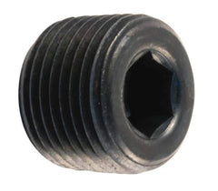 Unbrako - 1/2-14, 17/32" OAL, Brass Socket Pressure Plug - 7/8" Taper per Foot, 3/8" Hex Key - Apex Tool & Supply