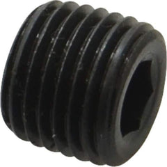 Unbrako - 1/4-18, 7/16" OAL, Alloy Steel Socket Pressure Plug - 3/4" Taper per Foot, 1/4" Hex Key - Apex Tool & Supply