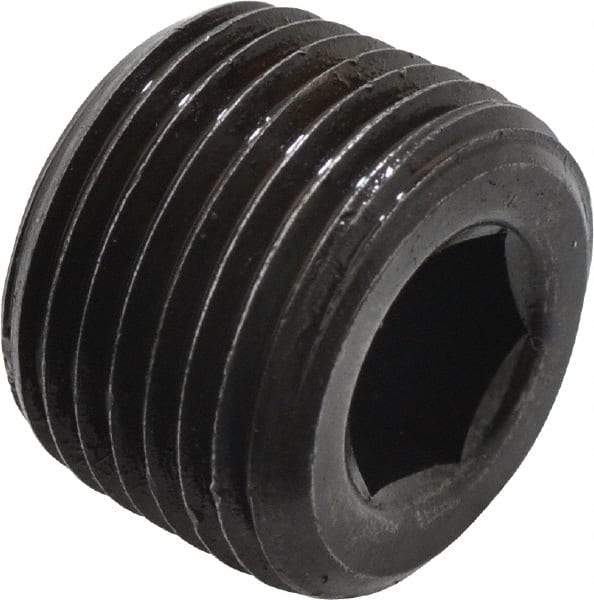 Unbrako - 3/8-18, 1/2" OAL, Alloy Steel Socket Pressure Plug - 3/4" Taper per Foot, 5/16" Hex Key - Apex Tool & Supply