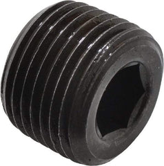 Unbrako - 3/8-18, 1/2" OAL, Alloy Steel Socket Pressure Plug - 3/4" Taper per Foot, 5/16" Hex Key - Apex Tool & Supply