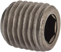 Unbrako - 1/16-27, 5/16" OAL, Stainless Steel Socket Pressure Plug - 3/4" Taper per Foot, 5/32" Hex Key - Apex Tool & Supply