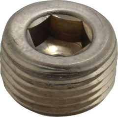 Unbrako - 3/8-18, 1/2" OAL, Stainless Steel Socket Pressure Plug - 3/4" Taper per Foot, 5/16" Hex Key - Apex Tool & Supply