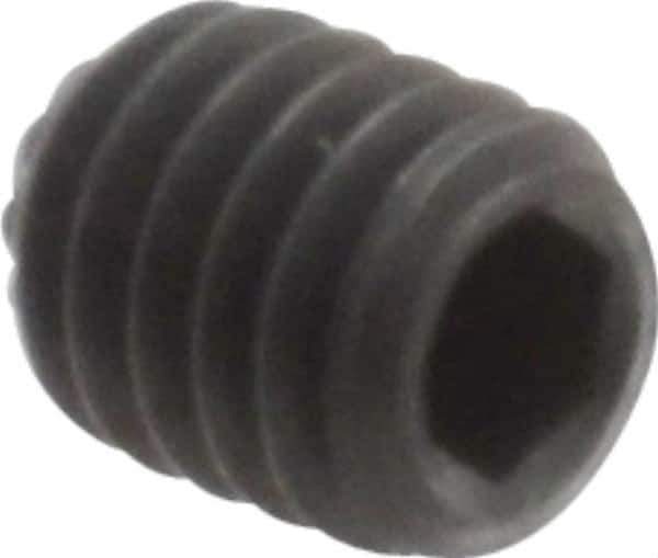 Unbrako - M4, 5mm OAL, Knurled Cup Point Set Screw - Grade 45H Alloy Steel, 2mm Key - Apex Tool & Supply