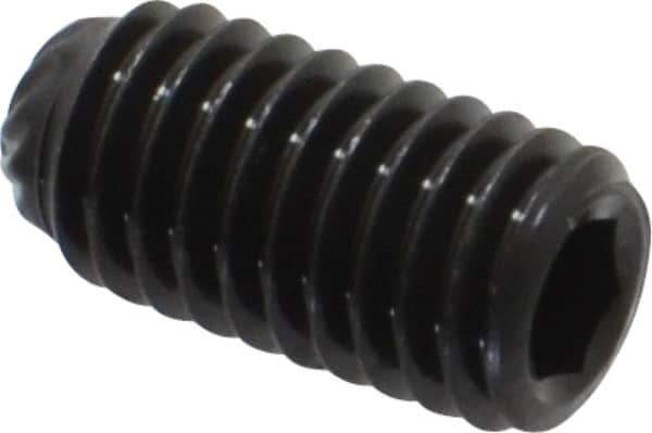 Unbrako - M5, 10mm OAL, Knurled Cup Point Set Screw - Grade 45H Alloy Steel, 2.5mm Key - Apex Tool & Supply
