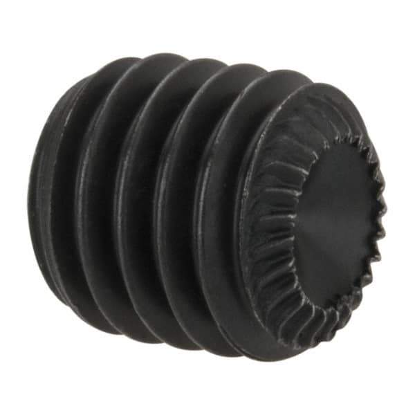 Unbrako - M8, 8mm OAL, Knurled Cup Point Set Screw - Grade 45H Alloy Steel, 4mm Key - Apex Tool & Supply