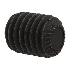 Unbrako - M8, 10mm OAL, Knurled Cup Point Set Screw - Grade 45H Alloy Steel, 4mm Key - Apex Tool & Supply