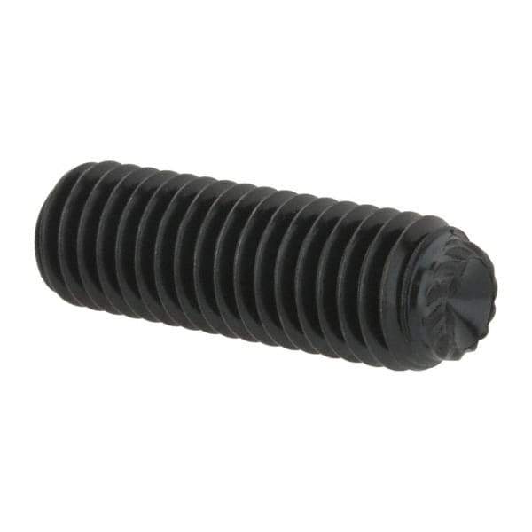 Unbrako - M8, 25mm OAL, Knurled Cup Point Set Screw - Grade 45H Alloy Steel, 4mm Key - Apex Tool & Supply