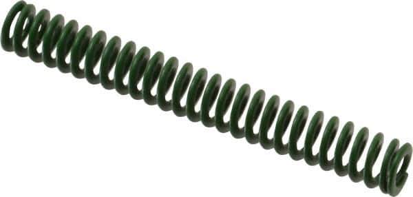 Associated Spring Raymond - 10mm Hole Diam, 5mm Rod Diam, 3" Free Length, Green Die Spring - 99.8 N Max Deflection, 31.2mm Max Deflection, Light Duty, Chromium Alloy Steel - Apex Tool & Supply