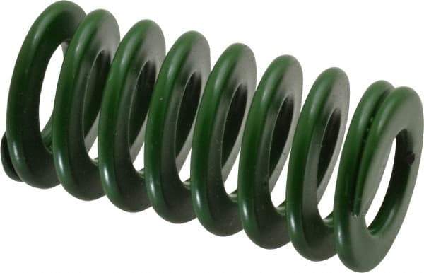 Associated Spring Raymond - 20mm Hole Diam, 10mm Rod Diam, 1-1/2" Free Length, Green Die Spring - 499.5 N Max Deflection, 15mm Max Deflection, Light Duty, Chromium Alloy Steel - Apex Tool & Supply