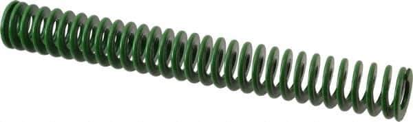 Associated Spring Raymond - 32mm Hole Diam, 16mm Rod Diam, 10" Free Length, Green Die Spring - 1275 N Max Deflection, 102mm Max Deflection, Light Duty, Chromium Alloy Steel - Apex Tool & Supply