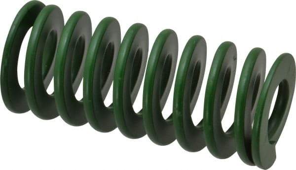 Associated Spring Raymond - 40mm Hole Diam, 20mm Rod Diam, 3-1/2" Free Length, Green Die Spring - 1785 N Max Deflection, 35mm Max Deflection, Light Duty, Chromium Alloy Steel - Apex Tool & Supply