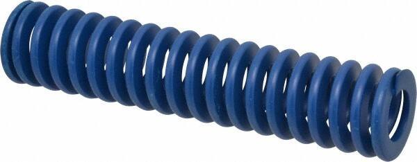 Associated Spring Raymond - 50mm Hole Diam, 25mm Rod Diam, 9" Free Length, Blue Die Spring - 4377.3999 N Max Deflection, 86mm Max Deflection, Medium Duty, Chromium Alloy Steel - Apex Tool & Supply