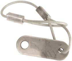Made in USA - 6" Long, Steel Cable Loop & Tab with Hole End, Quick Release Pin Lanyard - 3/64" Cable Diam, 13/64" Hole Diam, Nylon Cable, Galvanized Finish - Apex Tool & Supply