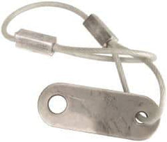 Made in USA - 6" Long, Steel Cable Loop & Tab with Hole End, Quick Release Pin Lanyard - 3/64" Cable Diam, 13/64" Hole Diam, Nylon Cable, Galvanized Finish - Apex Tool & Supply