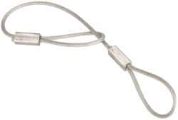 Made in USA - 6" Long, Steel Cable Loop & Loop End, Quick Release Pin Lanyard - 3/64" Cable Diam, Nylon Cable, Galvanized Finish - Apex Tool & Supply