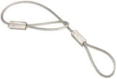 Made in USA - 6" Long, Steel Cable Loop & Loop End, Quick Release Pin Lanyard - 3/64" Cable Diam, Nylon Cable, Galvanized Finish - Apex Tool & Supply