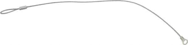 Made in USA - 12" Long, Steel Cable Loop & Eye End, Quick Release Pin Lanyard - 3/64" Cable Diam, #10 Hole Diam, Nylon Cable, Galvanized Finish - Apex Tool & Supply