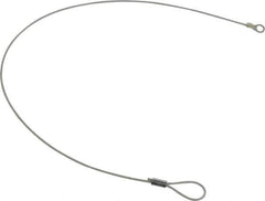 Made in USA - 18" Long, Steel Cable Loop & Eye End, Quick Release Pin Lanyard - 3/64" Cable Diam, #10 Hole Diam, Nylon Cable, Galvanized Finish - Apex Tool & Supply
