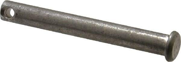 Made in USA - 5/16" Pin Diam, 2-1/2" OAL, Standard Clevis Pin - 9/64" Hole, 2-23/64" Usable Length, Uncoated Stainless Steel - Apex Tool & Supply