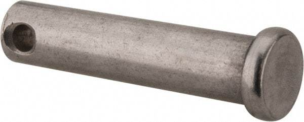 Made in USA - 3/8" Pin Diam, 1-5/8" OAL, Standard Clevis Pin - 5/32" Hole, 1-15/32" Usable Length, Uncoated Stainless Steel - Apex Tool & Supply