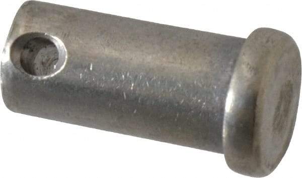 Made in USA - 1/2" Pin Diam, 1" OAL, Standard Clevis Pin - 5/32" Hole, 27/32" Usable Length, Uncoated Stainless Steel - Apex Tool & Supply