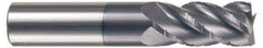 Accupro - 3/4" Diam, 3" LOC, 4 Flute Solid Carbide Roughing & Finishing Square End Mill - AlTiN Finish, 6" OAL, 3/4" Shank Diam, Straight Shank, 40° Helix, Centercutting, Extra Long Length - Apex Tool & Supply