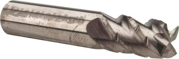 Accupro - 3/8" Diam, 5/8" LOC, 4 Flute Solid Carbide Roughing & Finishing Square End Mill - Uncoated, 2" OAL, 3/8" Shank Diam, Straight Shank, 40° Helix, Centercutting, Stub Length - Apex Tool & Supply