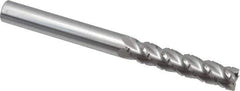 Accupro - 3/8" Diam, 1-3/4" LOC, 4 Flute Solid Carbide Roughing & Finishing Square End Mill - Uncoated, 4" OAL, 3/8" Shank Diam, Straight Shank, 40° Helix, Centercutting, Extra Long Length - Apex Tool & Supply