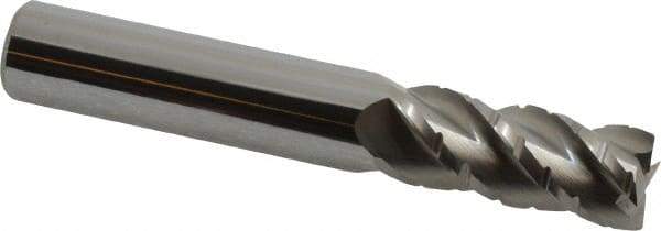 Accupro - 7/16" Diam, 1" LOC, 4 Flute Solid Carbide Roughing & Finishing Square End Mill - Uncoated, 2-3/4" OAL, 7/16" Shank Diam, Straight Shank, 40° Helix, Centercutting, Regular Length - Apex Tool & Supply