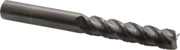 Accupro - 7/16" Diam, 2" LOC, 4 Flute Solid Carbide Roughing & Finishing Square End Mill - Uncoated, 4" OAL, 7/16" Shank Diam, Straight Shank, 40° Helix, Centercutting, Long Length - Apex Tool & Supply