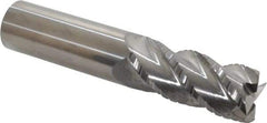 Accupro - 1" Diam, 2-1/4" LOC, 4 Flute Solid Carbide Roughing & Finishing Square End Mill - Uncoated, 5" OAL, 1" Shank Diam, Straight Shank, 40° Helix, Centercutting, Long Length - Apex Tool & Supply