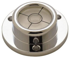 Geier & Bluhm, Inc. - 1-1/4 Inch Base Diameter x 0.44 Inch Overall Height, 1 Circle, Brass Bull's Eye Circular Level - 0.276 Inch Vial Diameter, 5/8 Inch Inner Diameter, 0.12 Inch Mounting Hole Diameter, 0.1 Inch Sensitivity, -40 to 150°F, Cross Lines - Apex Tool & Supply