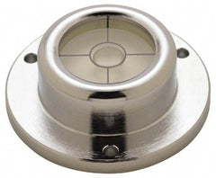 Geier & Bluhm, Inc. - 1-3/4 Inch Base Diameter x 0.63 Inch Overall Height, 1 Circle, Brass Bull's Eye Circular Level - 0.315 Inch Vial Diameter, 13/16 Inch Inner Diameter, 0.12 Inch Mounting Hole Diameter, 0.1 Inch Sensitivity, -40 to 160°F, Cross Lines - Apex Tool & Supply