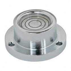 Geier & Bluhm, Inc. - 1 Inch Base Diameter x 0.44 Inch Overall Height, 3 Circles, Brass Bull's Eye Circular Level - 0.218 Inch Vial Diameter, 1/2 Inch Inner Diameter, 0.093 Inch Mounting Hole Diameter, 30 min Sensitivity, -40 to 160°F - Apex Tool & Supply