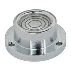 Geier & Bluhm, Inc. - 1 Inch Base Diameter x 0.44 Inch Overall Height, 3 Circles, Brass Bull's Eye Circular Level - 0.218 Inch Vial Diameter, 1/2 Inch Inner Diameter, 0.093 Inch Mounting Hole Diameter, 30 min Sensitivity, -40 to 160°F - Apex Tool & Supply