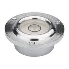 Geier & Bluhm, Inc. - 11/16 Inch Base Diameter x 0.41 Inch Overall Height, 1 Circle, Brass Bull's Eye Circular Level - 0.22 Inch Vial Diameter, 1/2 Inch Inner Diameter, 0.07 Inch Mounting Hole Diameter, 0.1 Inch Sensitivity, -40 to 165°F - Apex Tool & Supply