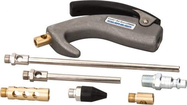 Guardair - 7 Piece Laser Palm Switch Air Gun Kit - 1/4 Inlet, 120 Max psi, Aluminum Hose - Apex Tool & Supply