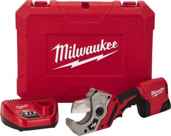 Milwaukee Tool - 2" Pipe Capacity, M12 PVC Shear - Cuts Flexible Rubber, PVC, Plastic - Apex Tool & Supply