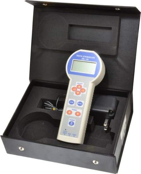 Imada - 7.5787 Inch Long x 1.9882 Inch Wide, Stroboscope - 1.3386 Inch Meter Thickness, 6 to 120,000 Flash per Minute, Accuracte Up to 0.007%, 0.1 (6.0 to 9,999.9 FPM), 1 (10,000 to 120,000 FPM) - Apex Tool & Supply