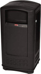 Rubbermaid - 35 Gal Black Rectangle Decorative Waste Receptacle With Top - 1,044mm High x 543.56mm Long x 515.62mm Wide - Apex Tool & Supply